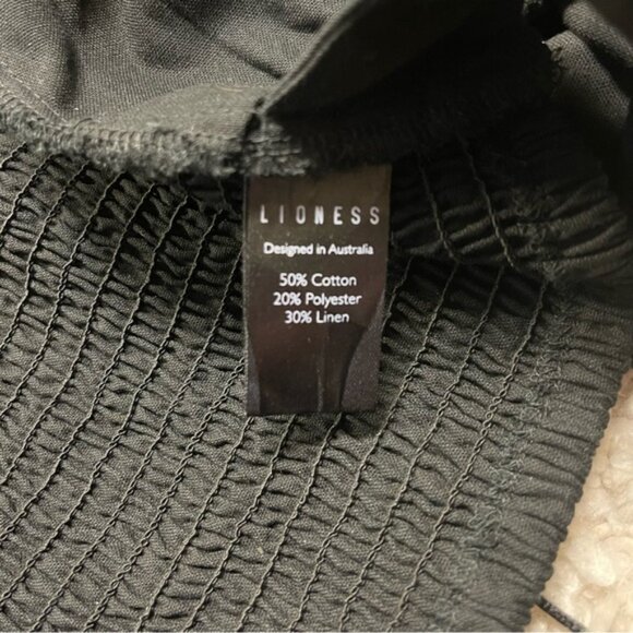 Lioness Long Sleeve Crop Blouse Women's Size Medium Black‎ Tie-Front Top Puff - Picture 9 of 12